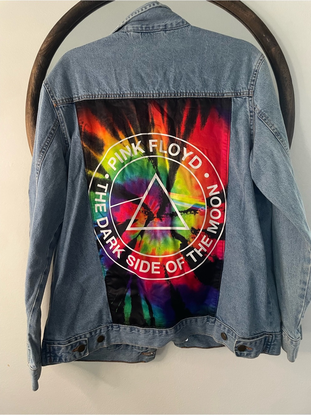 Pink Floyd Multicolor Tie-Dye Back Jean Jacket - Blue Denim